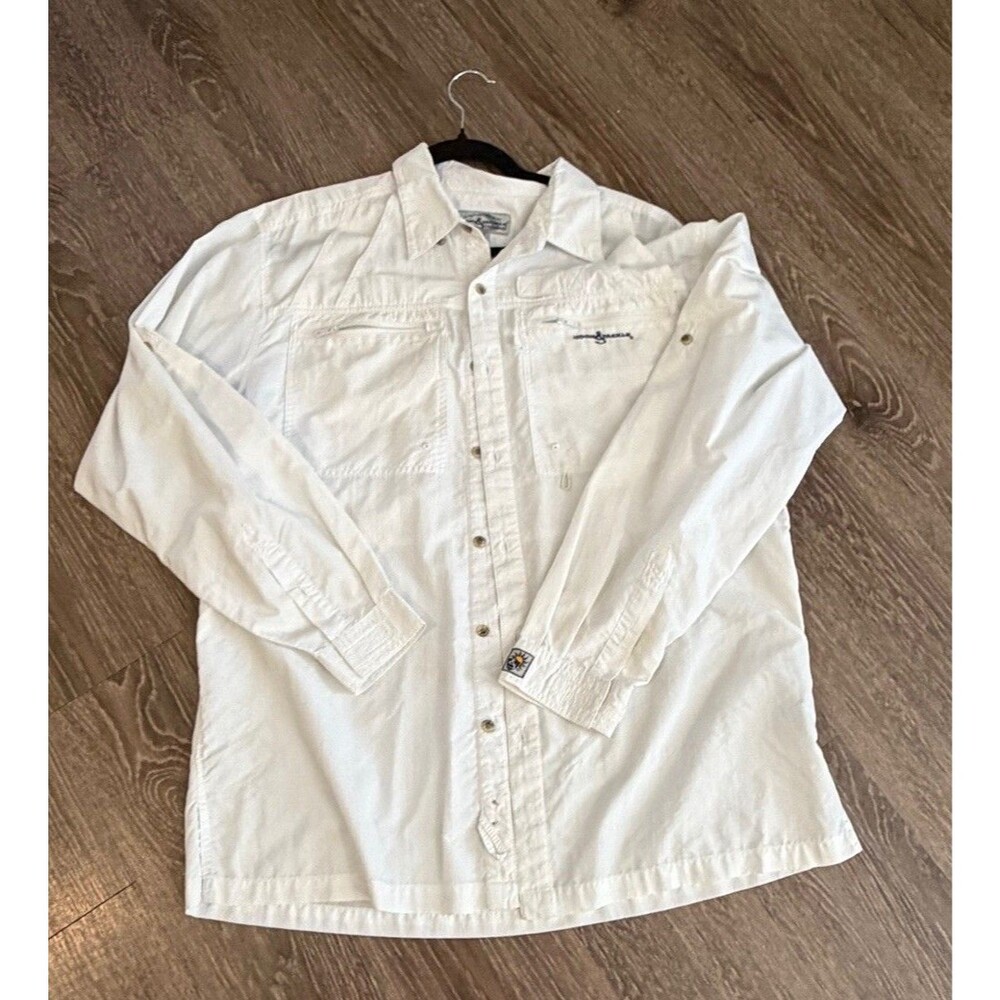 Hook & Tackle Hi-Tech Fishing Gear Vented Shirt Light White Mens Large